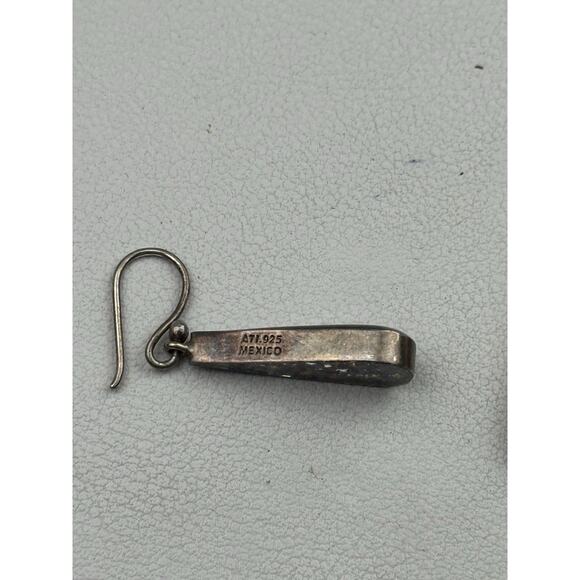 ATI Sterling Silver Pierced Hook Earrings Resin Blue Flowers - Picture 4 of 11